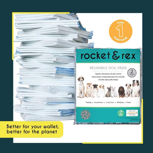 300 30" 36" (Pack 2) rocket & rex Premium Washable Pee Pads for Dogs, Waterproof & Reusable Puppy Pads for Potty