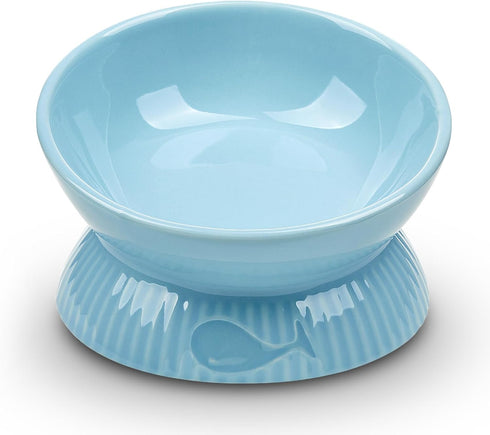 Elevated Cat Bowl, Ceramic Tilted Food Bowl, Anti Vomiting, Dishwasher Safe for Indoor Cats