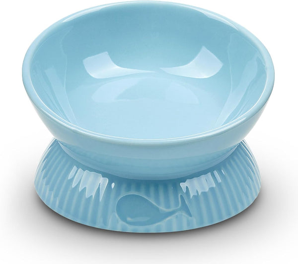 Elevated Cat Bowl, Ceramic Tilted Food Bowl, Anti Vomiting, Dishwasher Safe for Indoor Cats