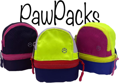 LLC Dog Backpack, Cat Backpack, Small Carrier | Clip on Harness or Leash, Fun Pet Treat Holder, Toy Bag (Neon Explorer)