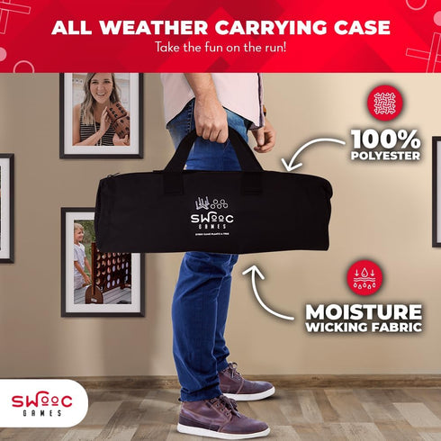 Setup Swooc Games - Rustic Ring Toss Game (All Weather) - Easy & Extra Games Included - Ring Toss Game for Adults