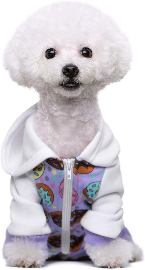 Purple Puppy Dog Hoodies for Small Medium Dogs, Christmas Hooded Sweatshirt with Pocket, Fleece Coat Dog Costume Winter