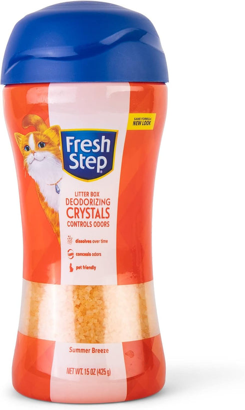 Fresh Step Cat Litter Crystals in Summer Breeze Scent - Deodorizer for Cat Litter Box, 15 Ounces