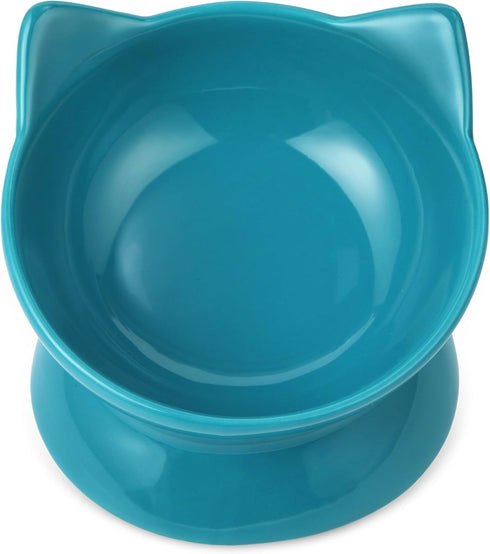 Park Life Designs Oscar Tilt Cat Dish, 10 Oz, Pet Bowl, Blue