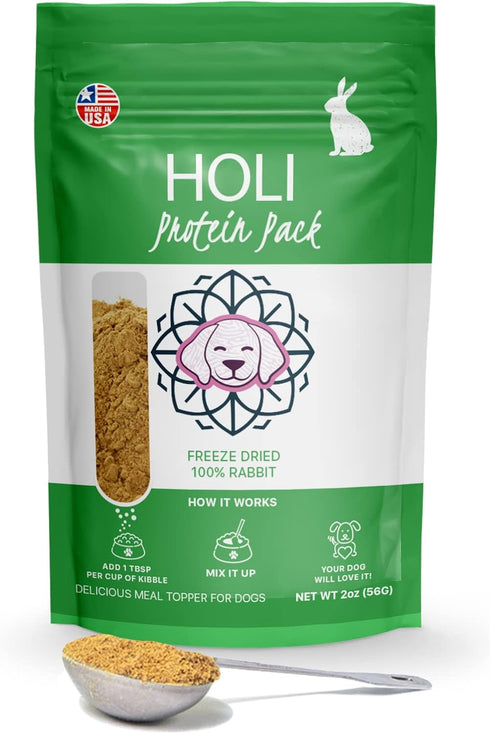 HOLI Rabbit Single Ingredient Dog Food Protein Topper, Grain Free, Gluten Free, 2oz