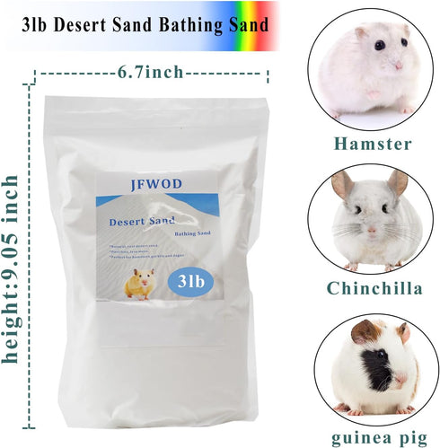 JFWOD 3lb Chinchillas Hamster Bath Sand, Dust Free Desert Sand or Potty Litter Sand for Hamster Gerbil Syrian Mice