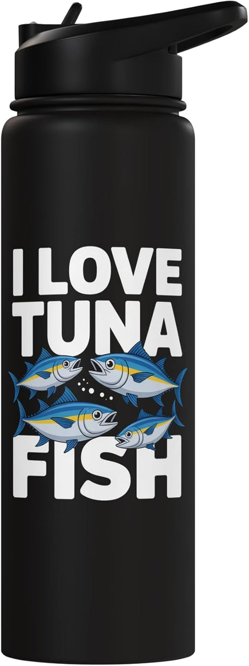 Passionate Tuna Anglers Enthusiasts I Love Tuna Fish Enthusiast Expression Stainless Steel Insulated Water Bottle