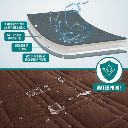 PetAmi Waterproof Couch Cover for Dogs, Reversible Furniture Cover, Washable Waterproof Blanket Dog Cover for Couch