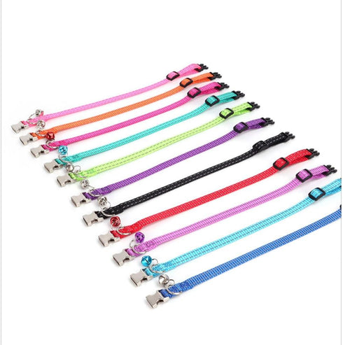 Red Cat Collar with Bells - Reflective Nylon Metal Buckle Extra Small Puppy Collar with Bell for Tiny Male Dogs and