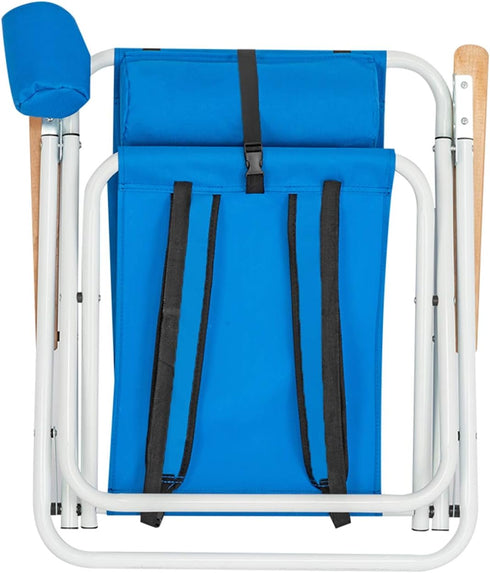 DESIGNSCAPE3D 148.2oz Portable Beach Chair, High Strength, Adjustable Headrest, Blue, Comfortable & Convenient