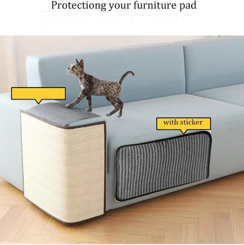 Cat Scratcher Mat Kitty Scratching Pad Sofa Protector Natural Sisal Cat Scratch Toy Couch Bed Floor Sofa Armrest Guard Easy Installation Scratching Post for Grinding Claws Protecting Furniture