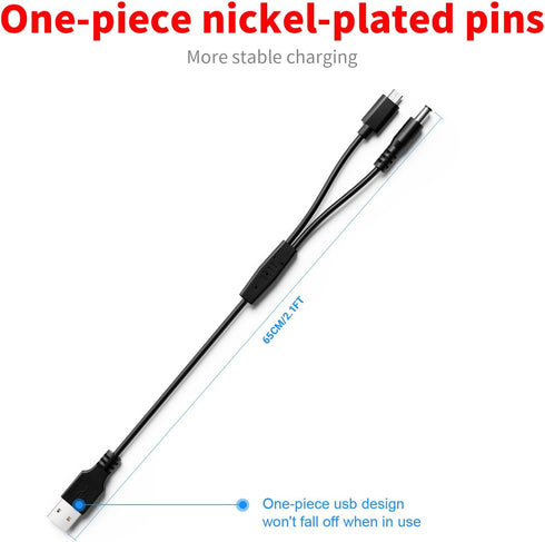 MEROM Power Cable for Bousnic Dog Shock Collar, 2-in-1 DC Charging and Micro USB Cable Compatible with RS2 and RS2B