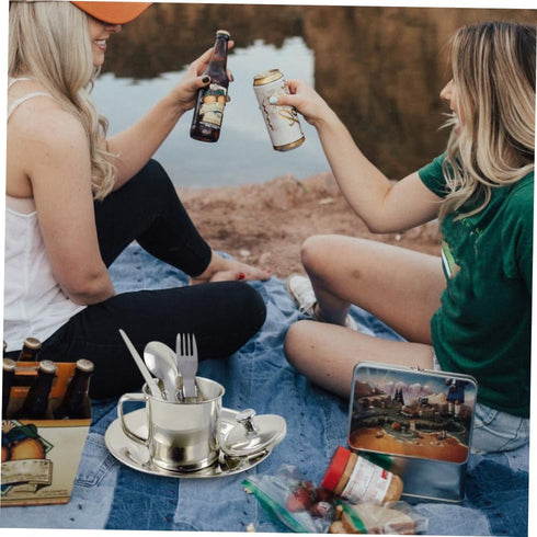 Set 1-2 Backpacking BESPORTBLE Stainless Steel Cookware and Portable Camping Tableware for People, Outdoor Picnic