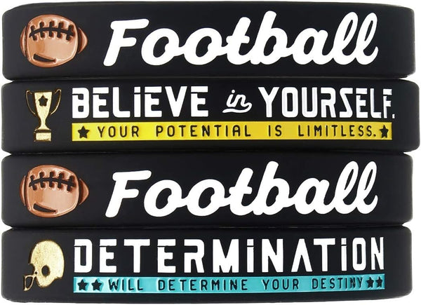 Inkstone Football Silicone Bracelets with Motivational Sports Quotes Inspiring Rubber Wristbands