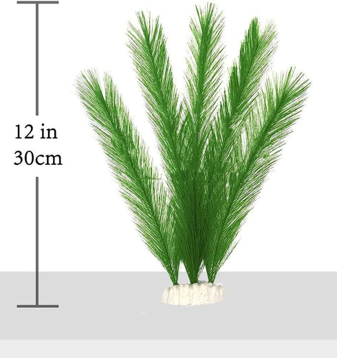 Aquarium Plastic Silk Plant Decorations, 3 Pcs Artificial Green Water Plants Safe for All Fish & Pets