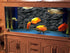 VIP. LINE 3D Effect Black Stone Texture Aquarium Background Poster, 60" x 30" PVC Decorations