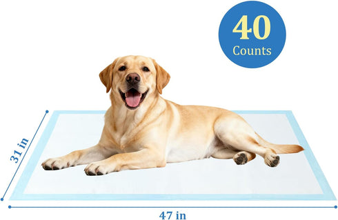 31"x47" 40 Count, Dog Pee Pads Extra Large Leak-Proof Super Absorbent Thick Disposable Potty Training Pads for Dogs