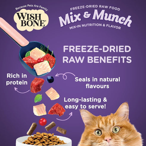 Wishbone Mix & Munch Raw Freeze-Dried Grain-Free Beef and Ocean Fish for Cats