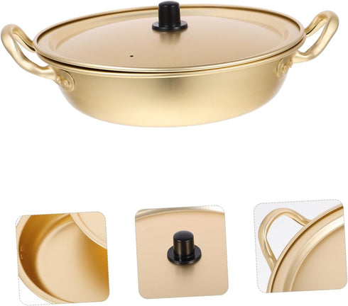 Operitacx Korean Ramen Noodle Pot Lid Fast Heating Aluminum Alloy Cookware for Instant Noodles Soups and Stews