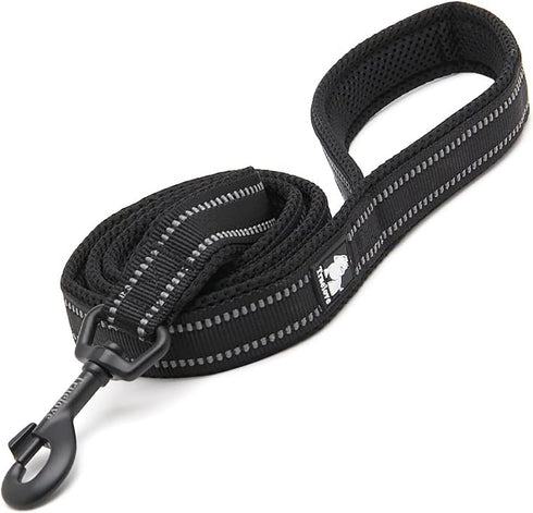 TRUE LOVE TLL2111 Reflective Dog Leash, Padded Puppy Walking Lead, 200cm Length, Black, M