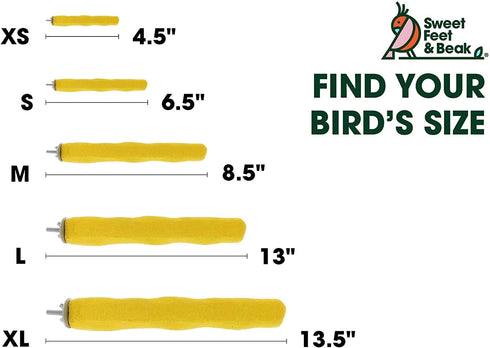 13" Sweet Feet and Beak Comfort Grip Safety Perch for Bird Cages - Pedicure Perch for Birds to Keep Nails and Beaks