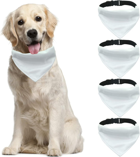 Dog Bandana Collar, 4 PCS DIY Sublimation Blank Adjustable Buckle Triangle Scarfs for Large Dogs