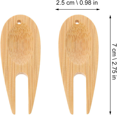 Kisangel 75 Pcs Green Bamboo Fork Golf Divot Tool Marker, Guitar Clock Golf Divot Fixer