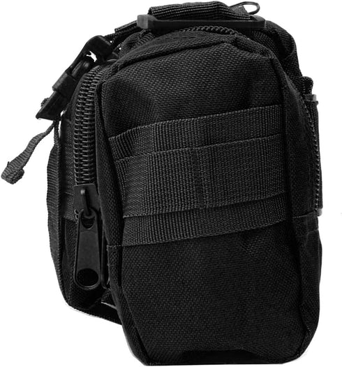 Fishing Tackle Bag with Rod Holder, Water-Resistant Waist Fishing Bag for Outdoor (Black)