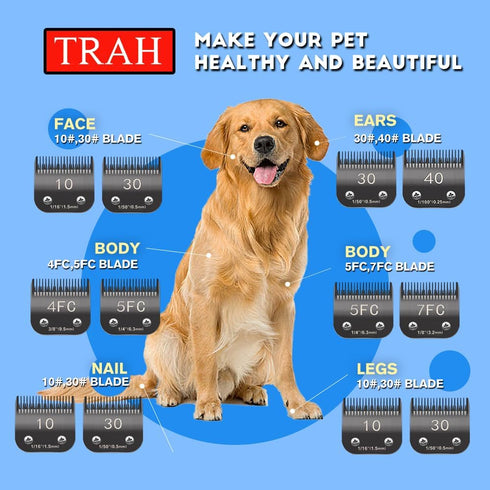 TRAH Size-10# Blade Dog Grooming Clipper Replacement Blades, Compatible with Andis and Wahl Clippers (2PCS)