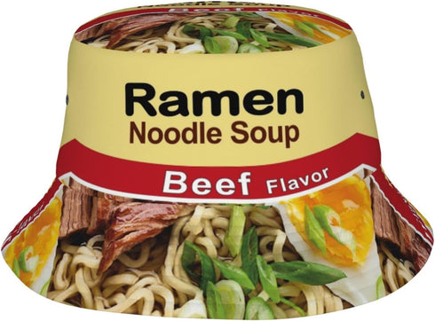 Ramen Noodle Soup Beef Flavor Bucket Hats, Funny Food Sun Cap for Summer Travel Outdoor