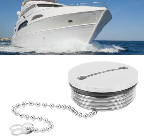 Fuel Tank Cap, 38mm Stainless Steel Boat Fuel Tank Cap with Chain, Replacement Gas Fill Cap Marine Hardware