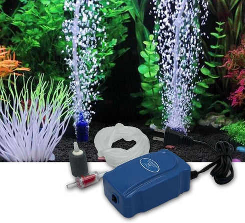 Aquarium Air Pump Kit for 3-20 Gallon Fish Tank, 3W 48GPH Oxygen Aerator with Air Stone and Tubing