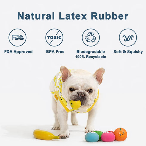 Squeaky Dog Toys, Soft Latex Rubber Ball for Small Dogs, Cute Bounce Squeak Toys with Funny Face