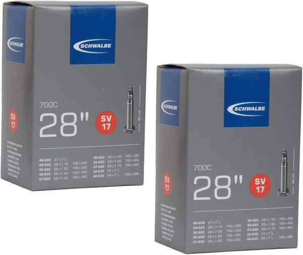 Schwalbe SV17 Inner Tubes 700 x 28-45c / 28" 27", Presta Valve 40mm (2 Pack)