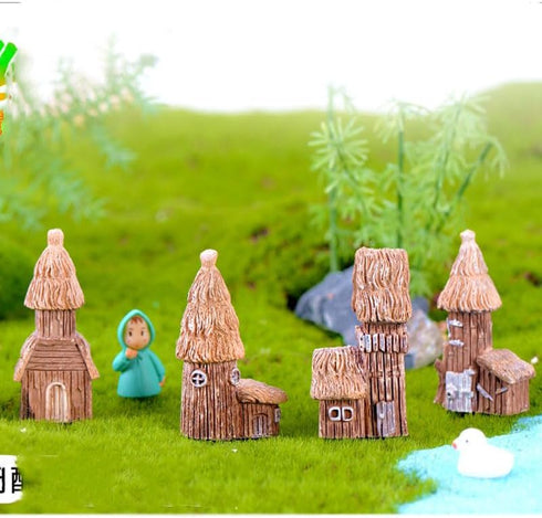 Opexicos 7Pcs Micro Landscape Accessories, Resin Rockery and House Crafts, Aquarium Supplies