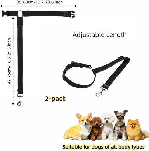RyanDesign 2-in-1 2-Pack Car Seat Belt for Dogs, Headrest Dog Safety Harness & Leash - Adjustable Nylon Vehicle Pet