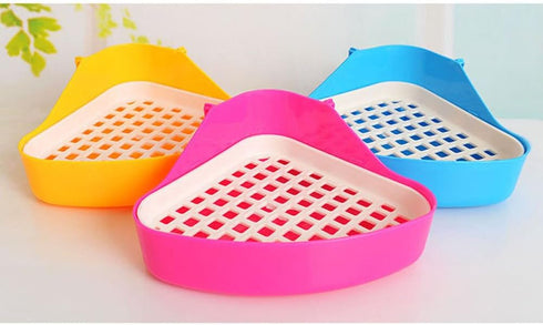 Rely2016 Small Animal Pet Triangle Potty Trainer, Litter Corner Toilet Training Tray, Color Random