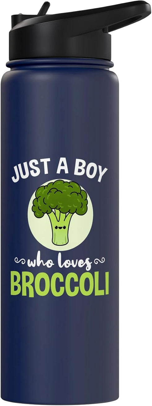 Just A Boy Who Loves Broccoli 16 oz Broccoli Lover's Stainless Steel Insulated Water Bottle - - Green