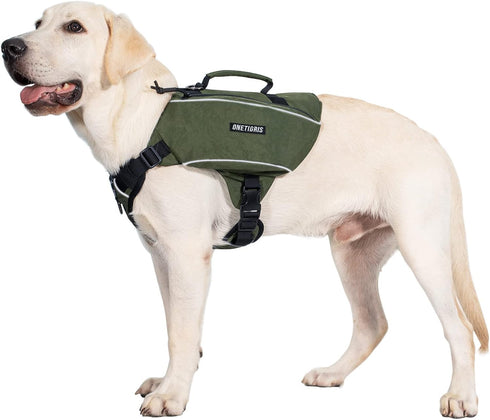OneTigris Y-Shaped Dog Backpack, Lightweight Hiking Gear with Handle, Pockets & No Pull D-Rings (Large, Green)