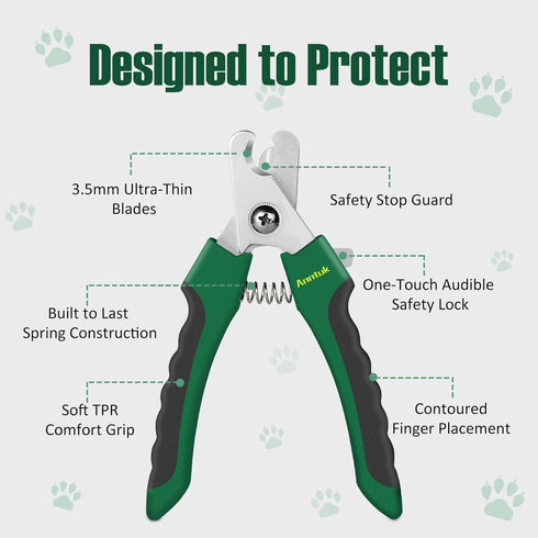 Trimmers Dog Nail Clippers with Nail File, Ergonomic Dog Nail to Avoid Over Cutting, Razor-Sharp Stainless Steel Blade