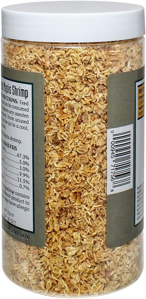 3.56 oz (101g) San Francisco Bay Brand Freeze-Dried Mysis Shrimp - Premium Fish Food, Tropical Fish Food, Shrimp Food