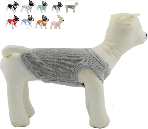 Lovelonglong 2019 Summer Pet Clothing, Dog Clothes Blank T-Shirts, Ribbed Tanks for Large Medium Small Dogs, Gray L