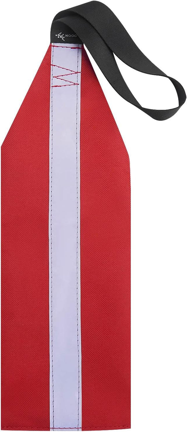 Safety Tow Flag with Webbing for Kayak, Boat, Bicycle, Truck Loads - Red with Reflective Band Travel Warning