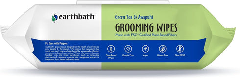 earthbath Green Tea & Awapuhi Grooming Wipes - Dog Wipes for Paws and Butt, 100 Count (2 Pack)