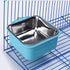 Love Dream Crate Dog Cat Bowls, Removable Stainless Steel Hanging Pet Cage Bowls Kennel, Food Water Feeder Bowls with Bolt Holder for Puppy Cat Rabbite Birds (Large, Blue)