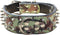 Spiked Leather Dog Collar - Stylish 2 Inch Width Bullet Rivets Studded for Medium & Large Dogs (Camouflage, M)