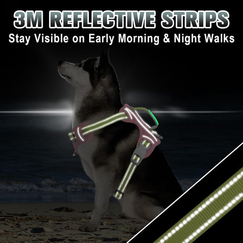 BARKBAY No Pull Dog Harness Large Reflective Dog Harness with Front Clip and Easy Control Handle for Walking Training