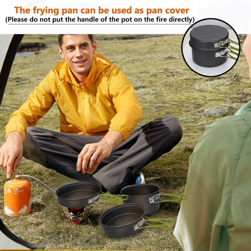 Gutsdoor Camping Cookware Set Lightweight Stackable Pot Pan Bowls Non-Stick Cooking Equipment with Storage Bag for