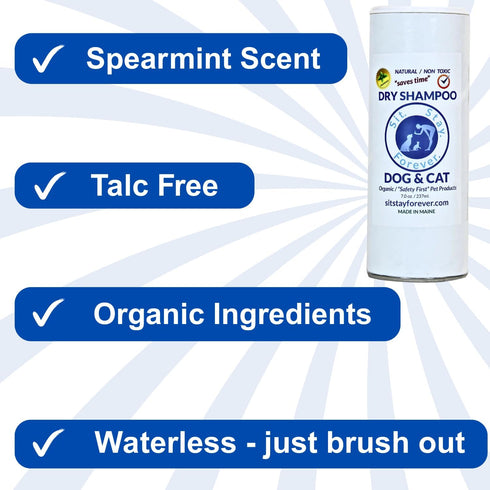 Dry Shampoo for Dogs & Cats – Organic No-Rinse Powder, Hypoallergenic, Odor Control, 7 oz, Made in USA
