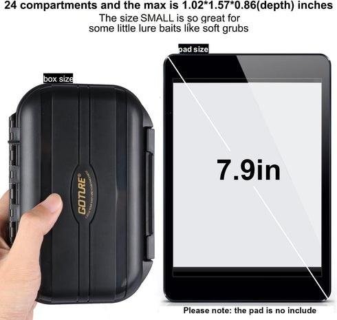 Goture Small Tackle Box,Waterproof Fishing Lure Boxes, 2 sided adjustable Small Plastic Case Small Box Storage Containers Black SMALL 6.69'' X 4.33'' X 1.81'' by Goture
